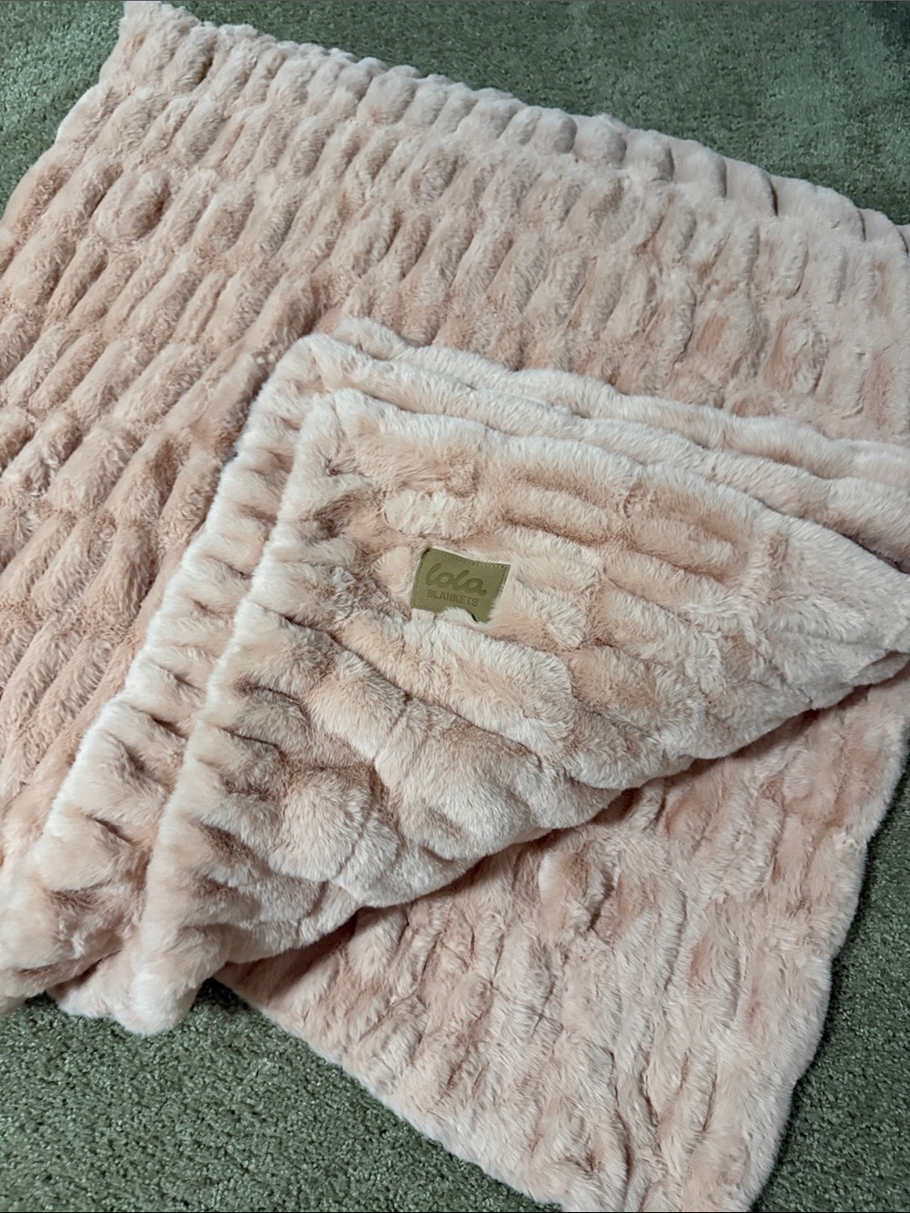 lola Plush Throw Blanket in Pale Pink